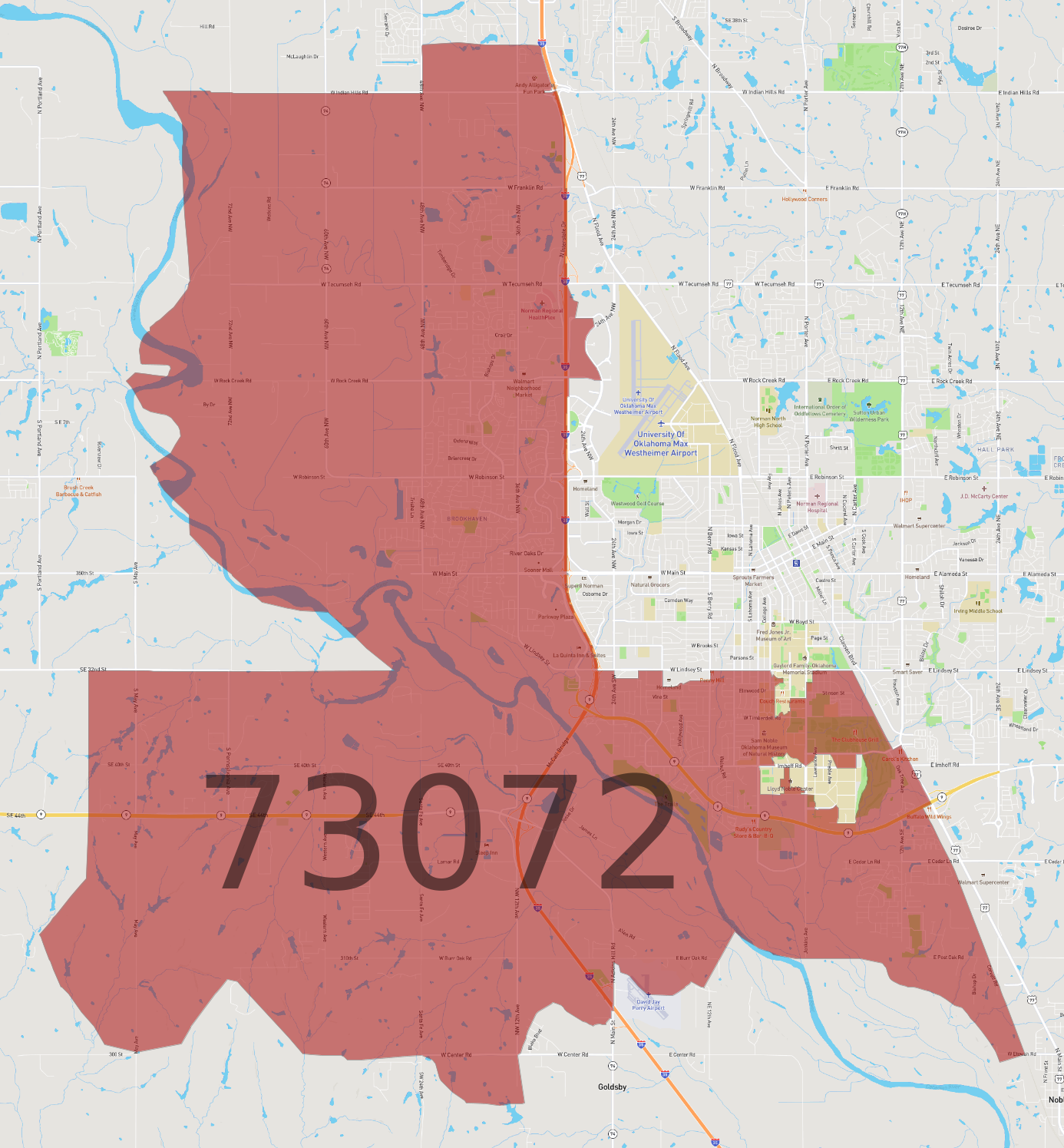 Zip Code 73072 - AtlasBig.com