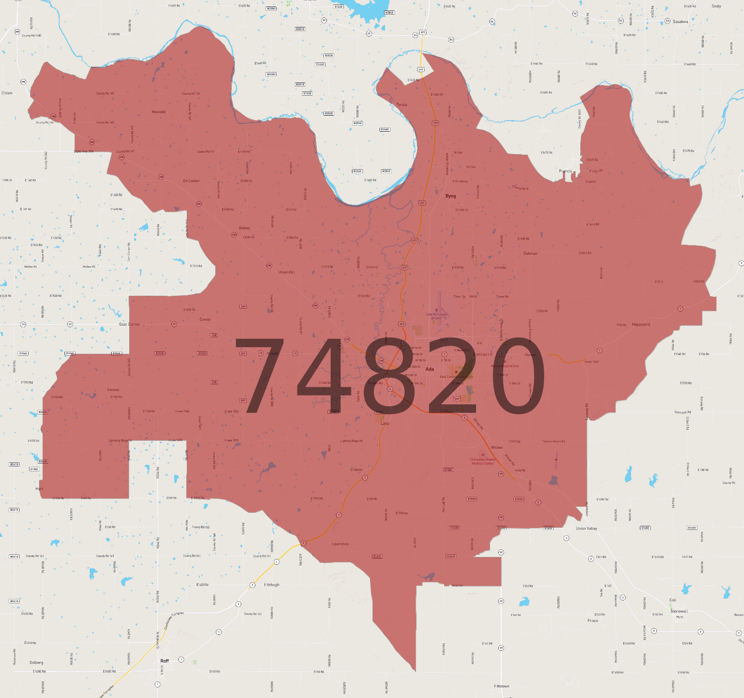 Zip Code 74820 AtlasBig com - Usa Zip Code 74820 