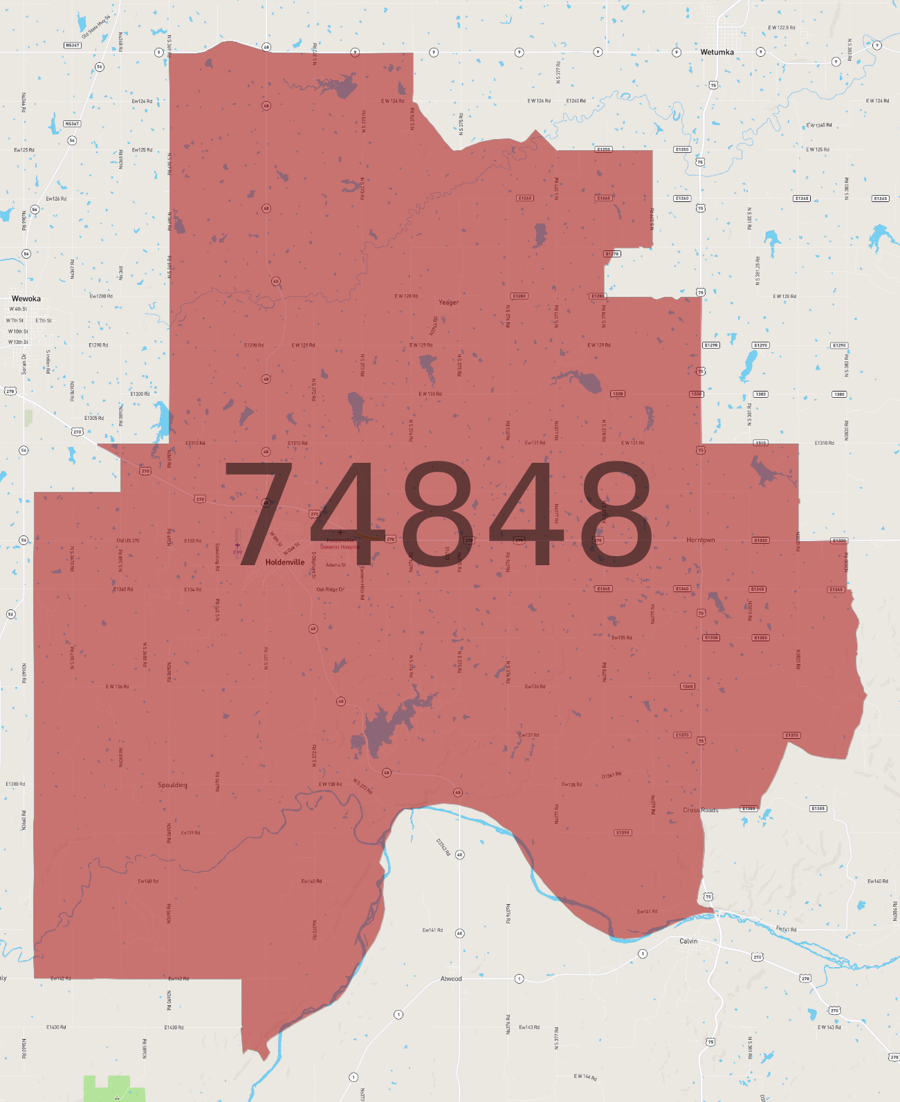Zip Code 74848 - AtlasBig.com