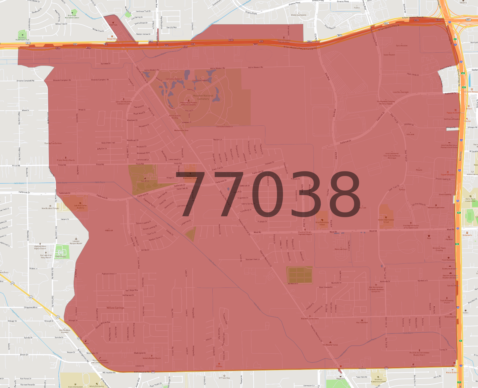 Zip Code 77038 - AtlasBig.com