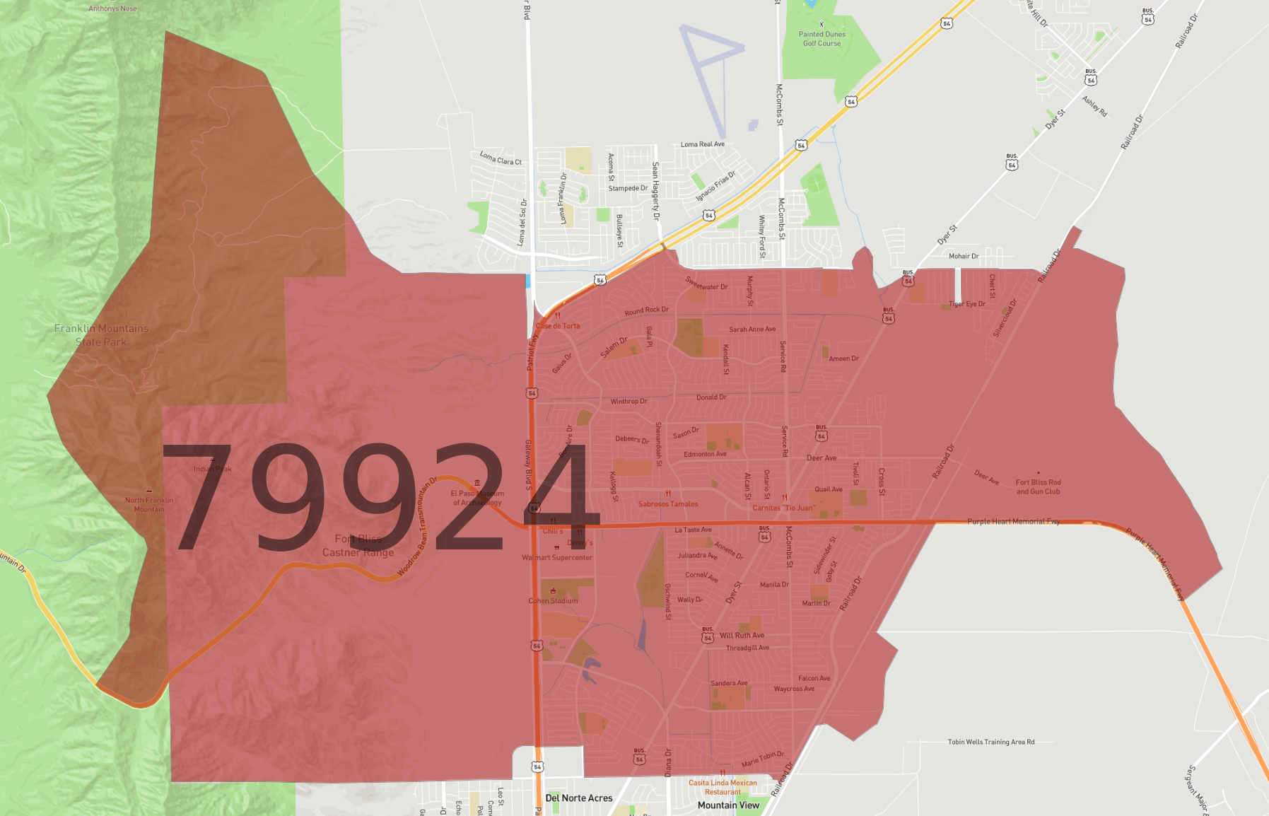 Zip Code 79924 - AtlasBig.com