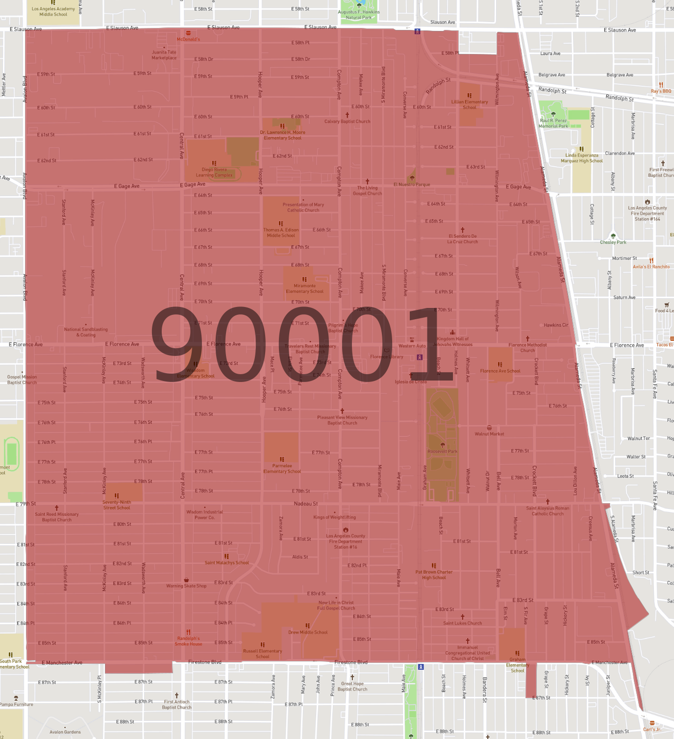 Zip Code 90001 AtlasBig