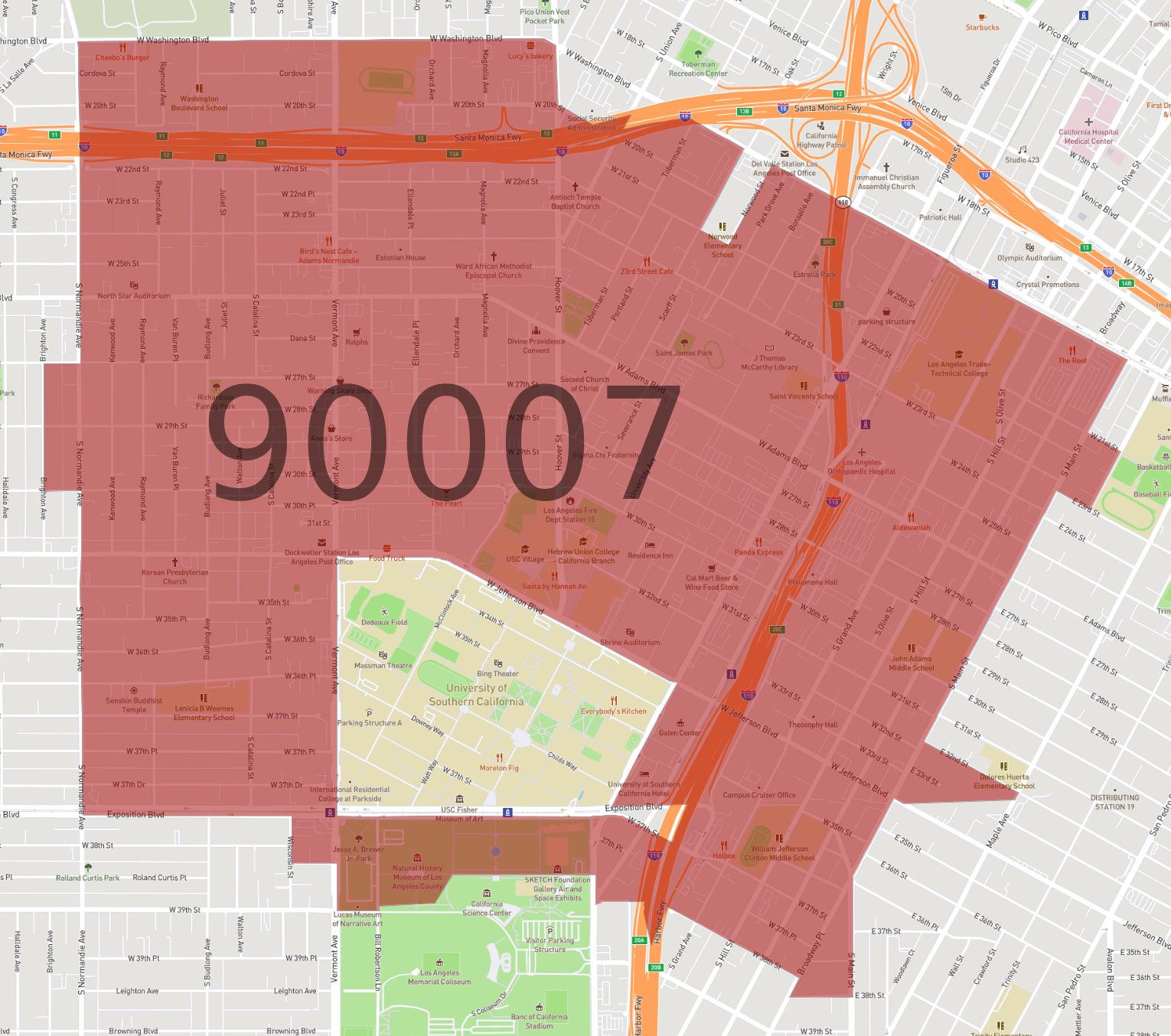 Zip Code 90007 AtlasBig