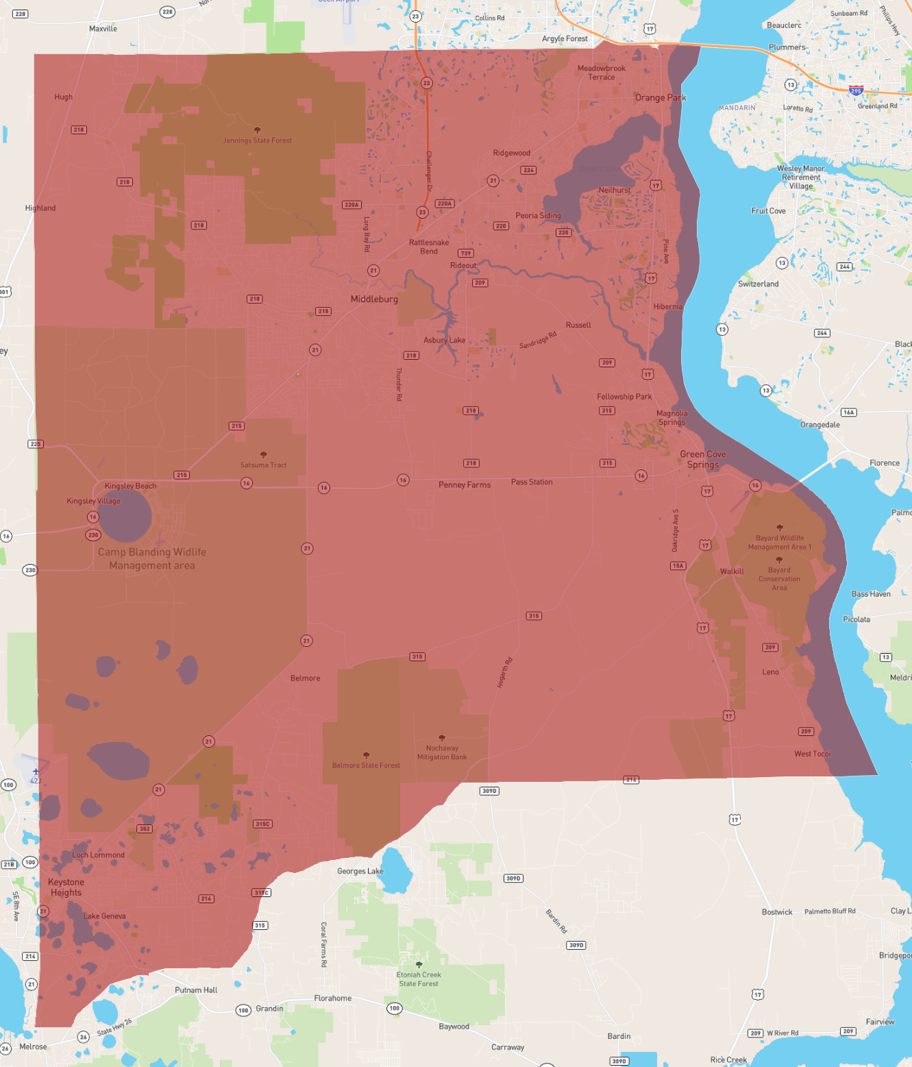 Clay County Florida Map Florida Clay County - Atlasbig.com