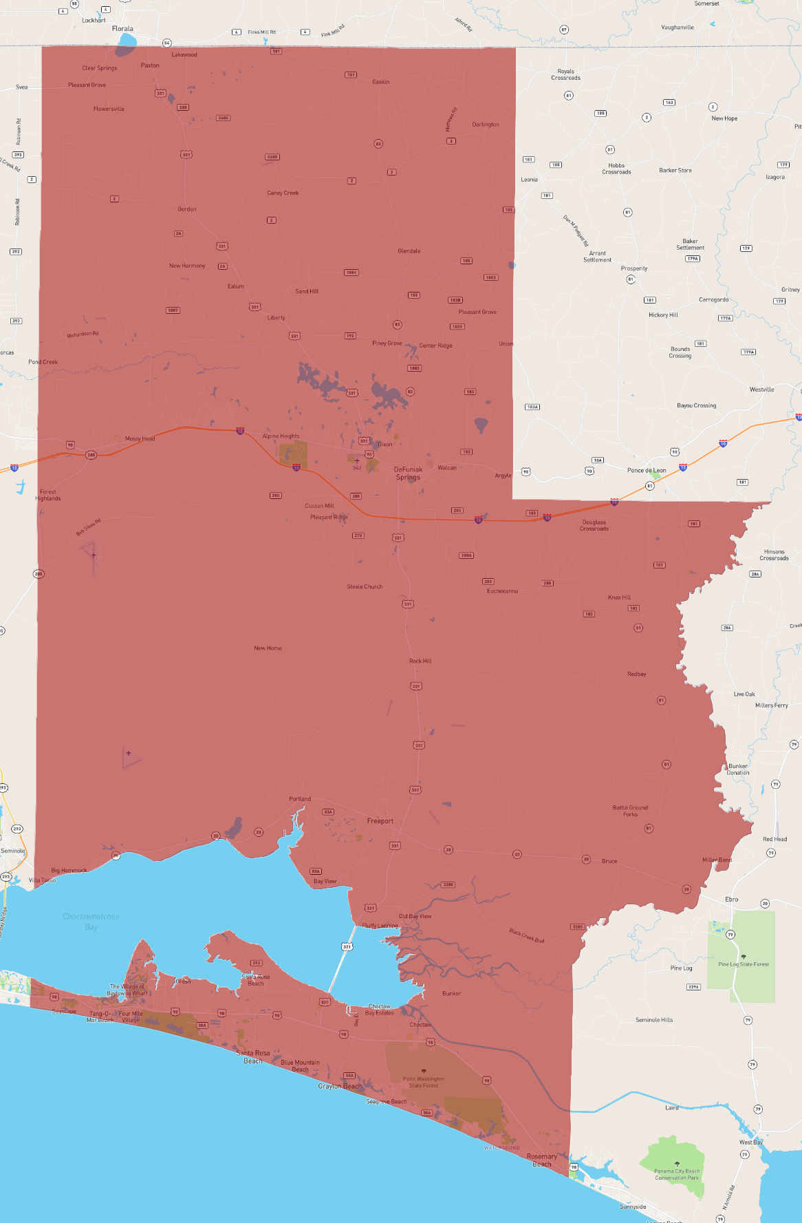 Walton County Florida Map Florida Walton County - Atlasbig.com