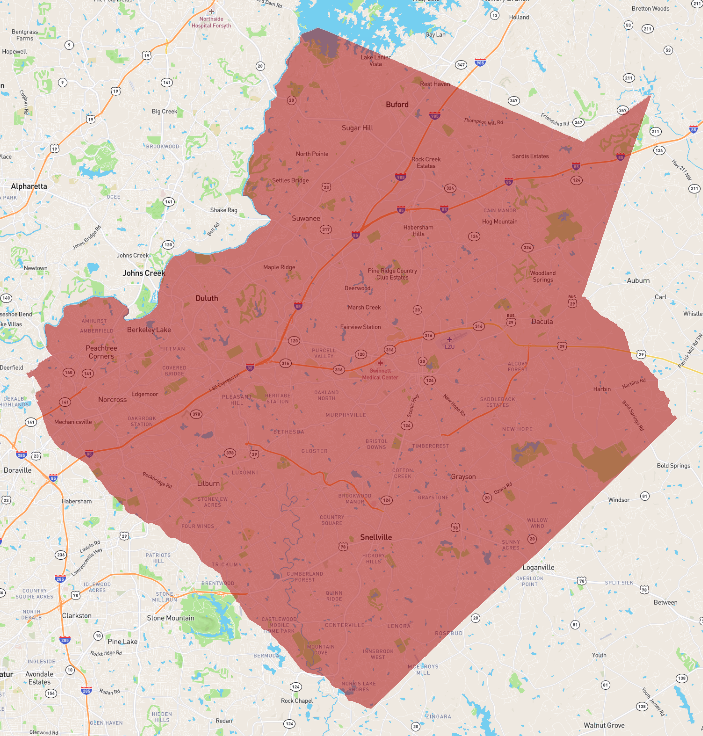County Map With Streets