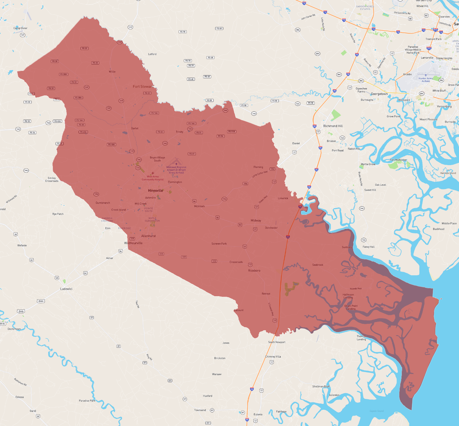 Liberty County Ga Map Georgia Liberty County - Atlasbig.com