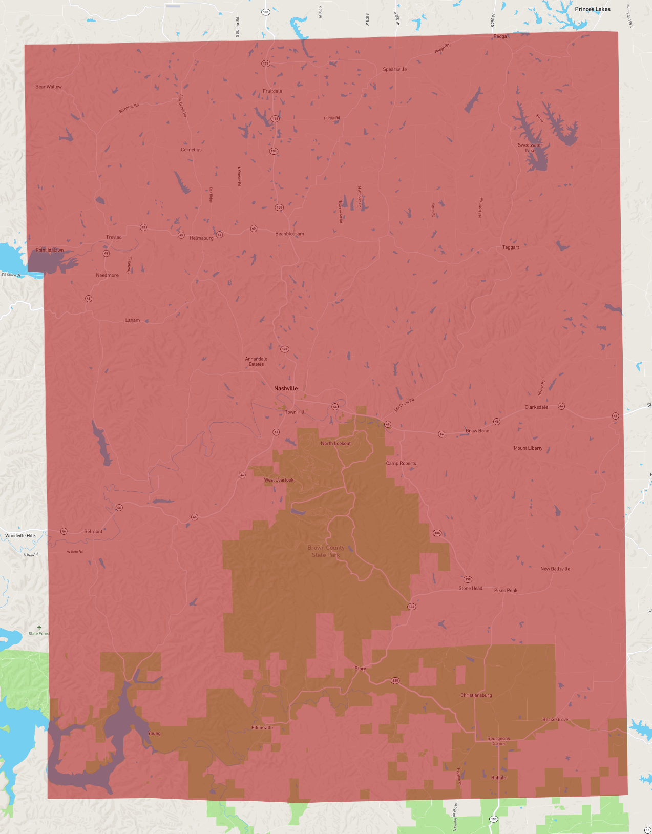 Indiana Brown County State Park Map