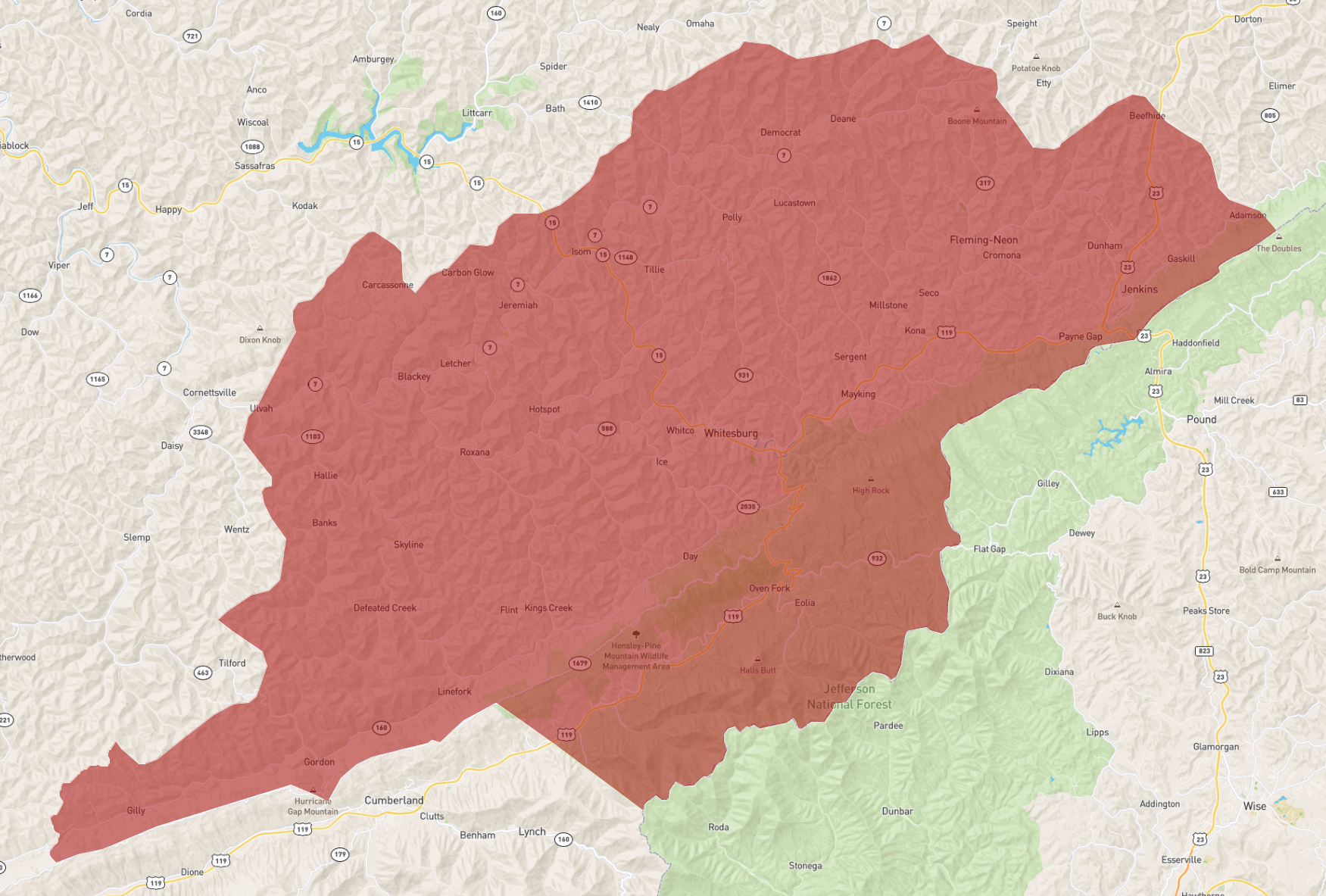 Letcher County Ky Map Kentucky Letcher County - Atlasbig.com