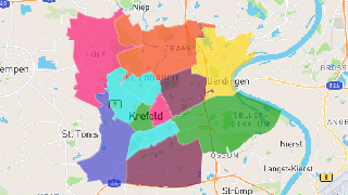 Krefeld Postleitzahlen Karte - AtlasBig.com
