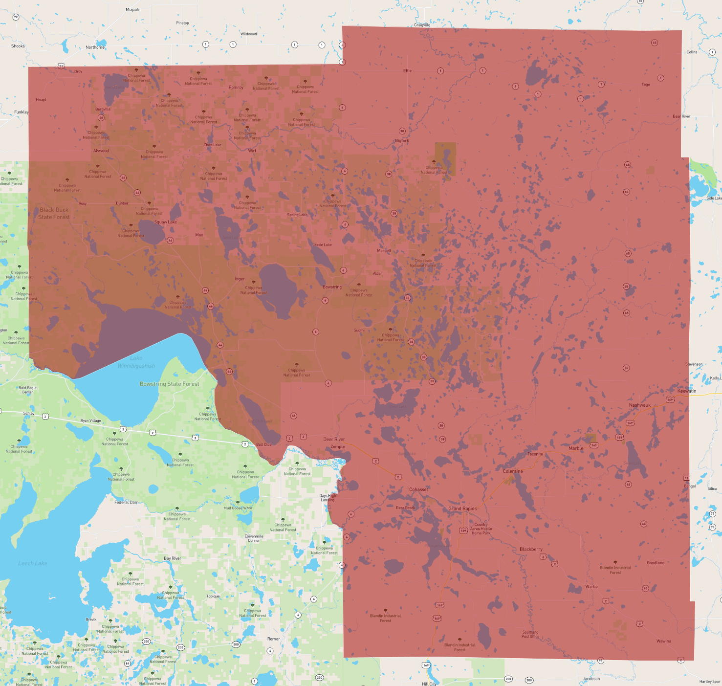 Itasca County Map Detailed