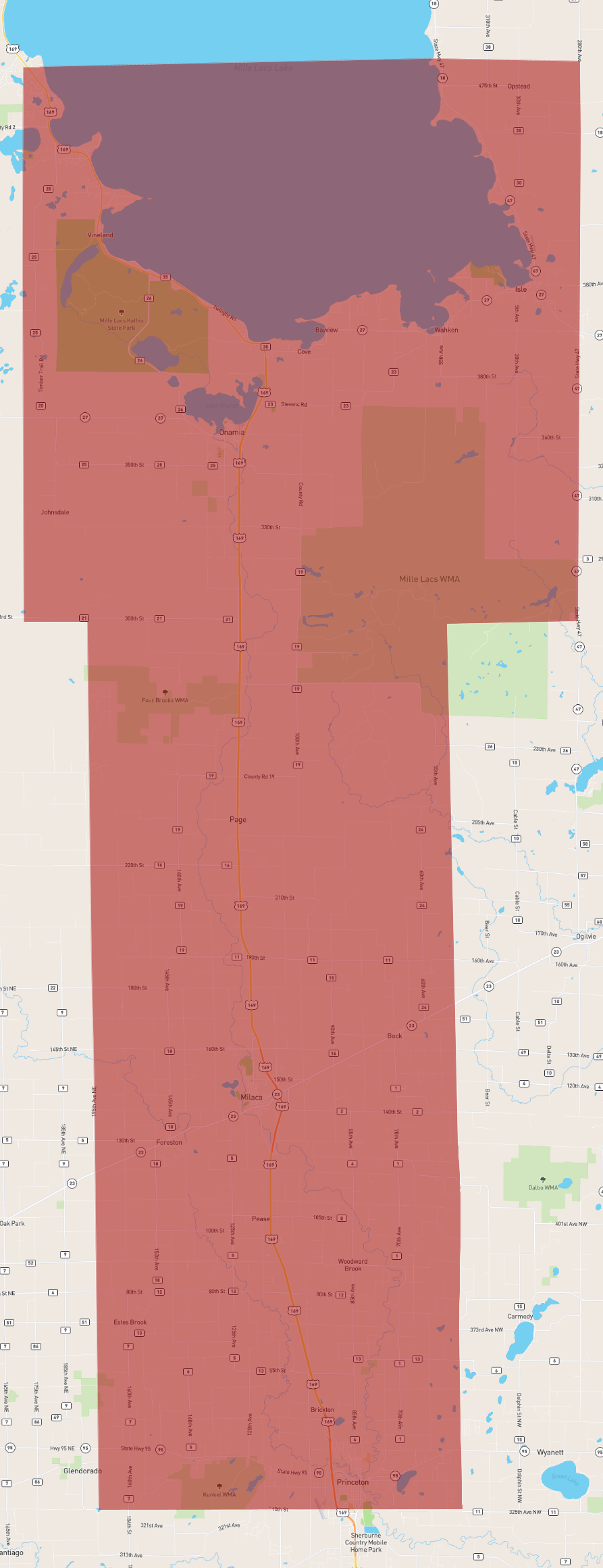 Mille Lacs County Map