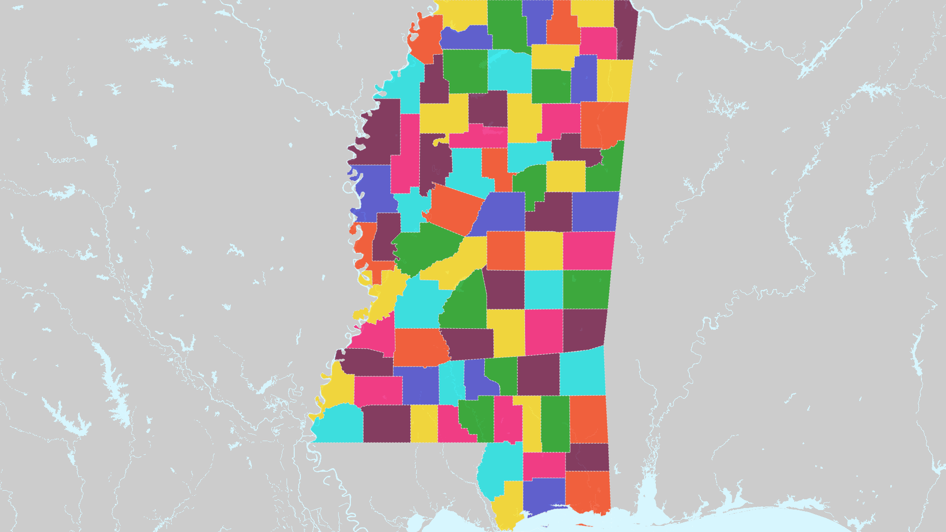 Map Of Mississippi Counties With Names Mississippi Counties Map 