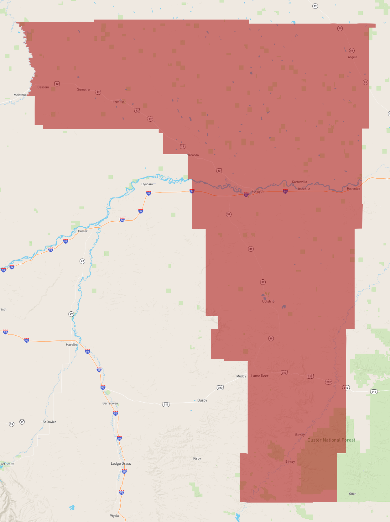 Rosebud County Montana Map Montana Rosebud County - Atlasbig.com