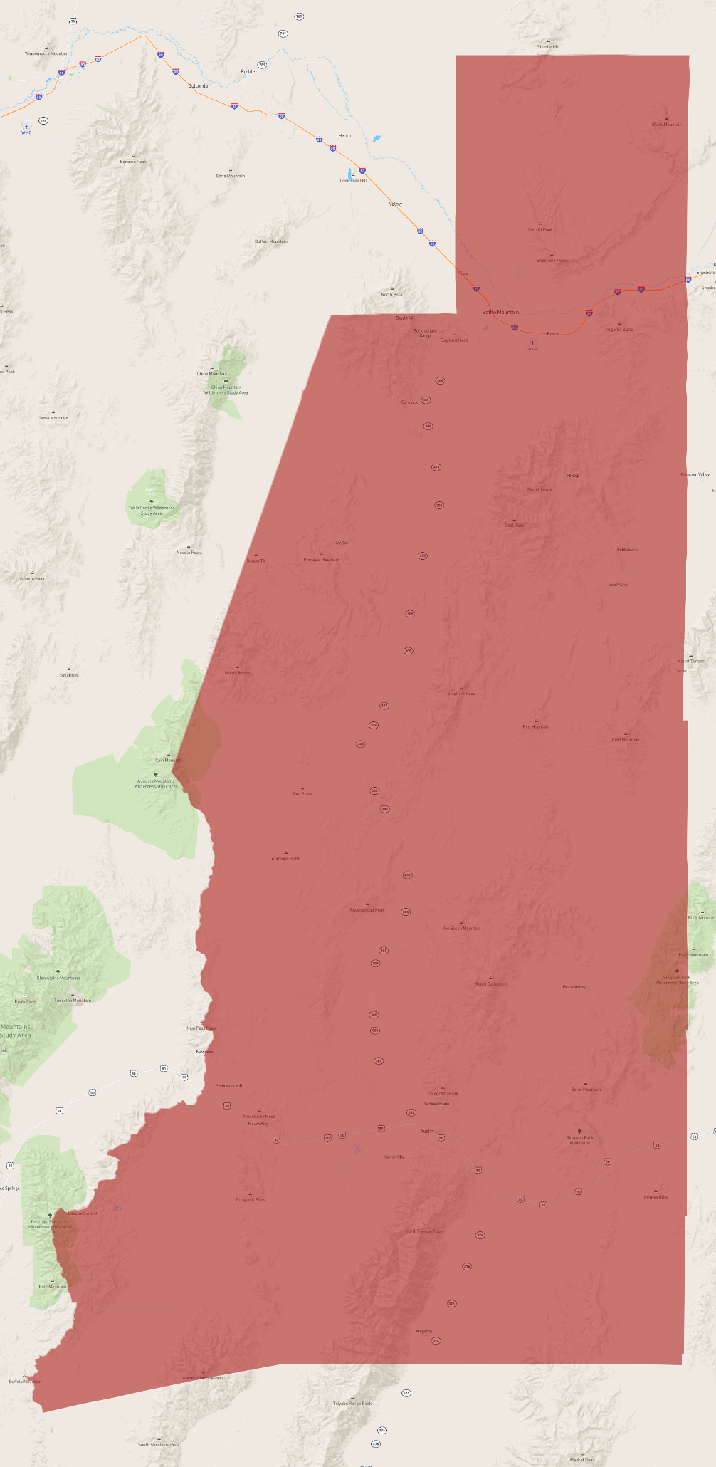 Lander County Nevada Map Nevada Lander County - Atlasbig.com
