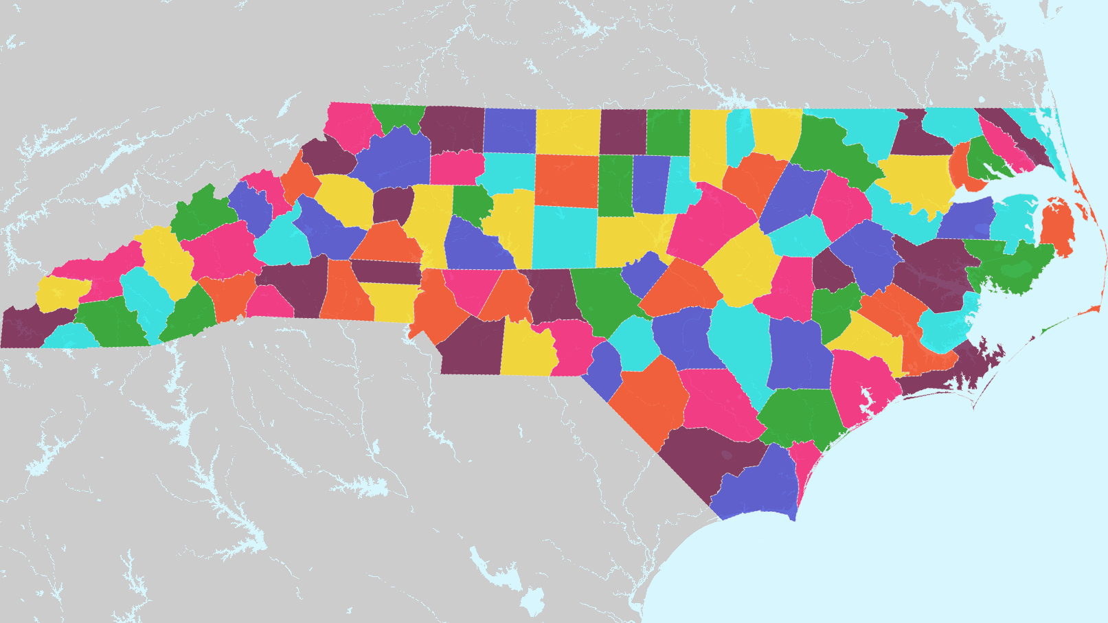 North Carolina Counties Map