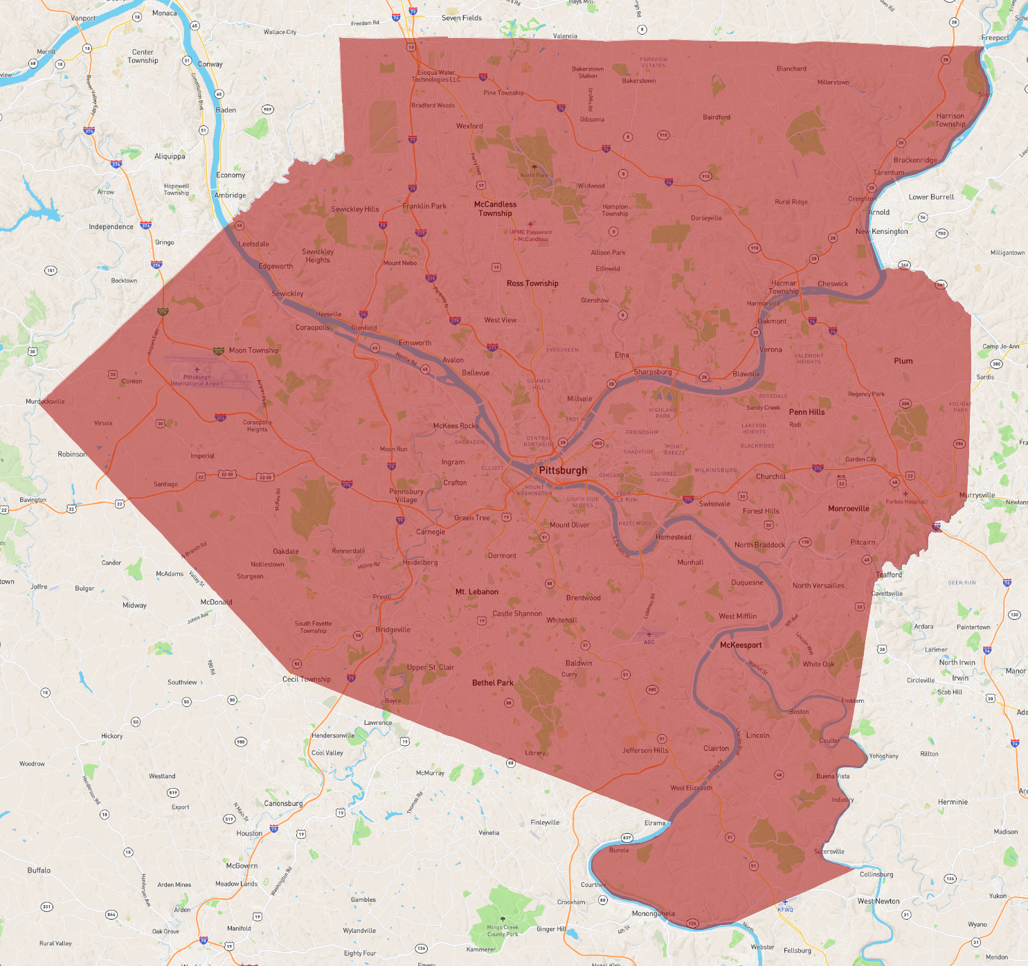 Allegheny County Zip Code Map Pennsylvania Allegheny County - Atlasbig.com