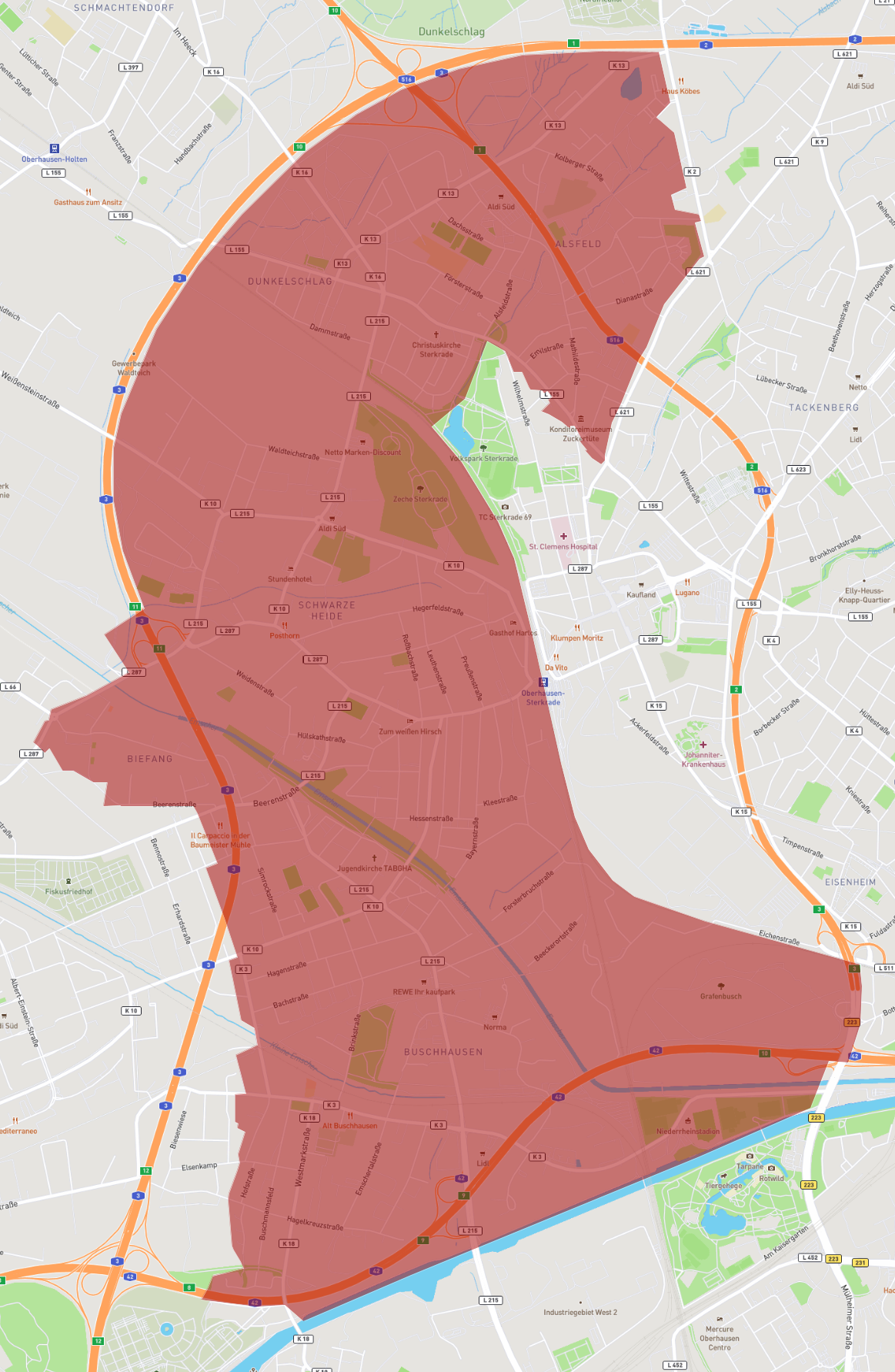 Postleitzahl 46149 - Oberhausen - AtlasBig.com