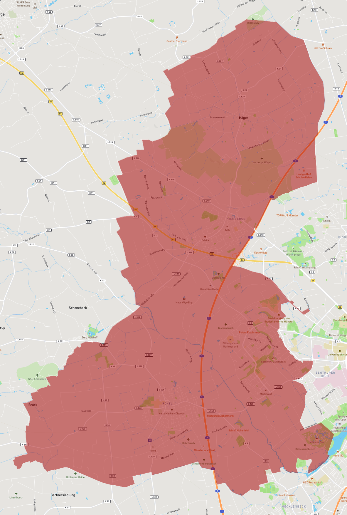 Postleitzahl 48161 - Münster - AtlasBig.com
