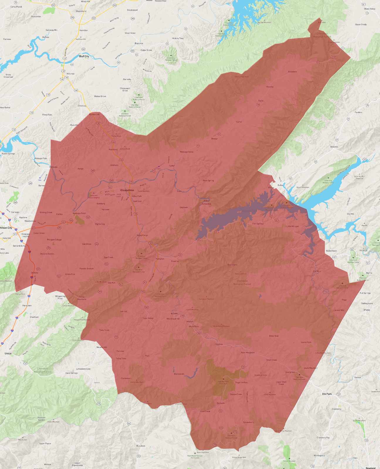 Carter County Tn Map Tennessee Carter County - Atlasbig.com