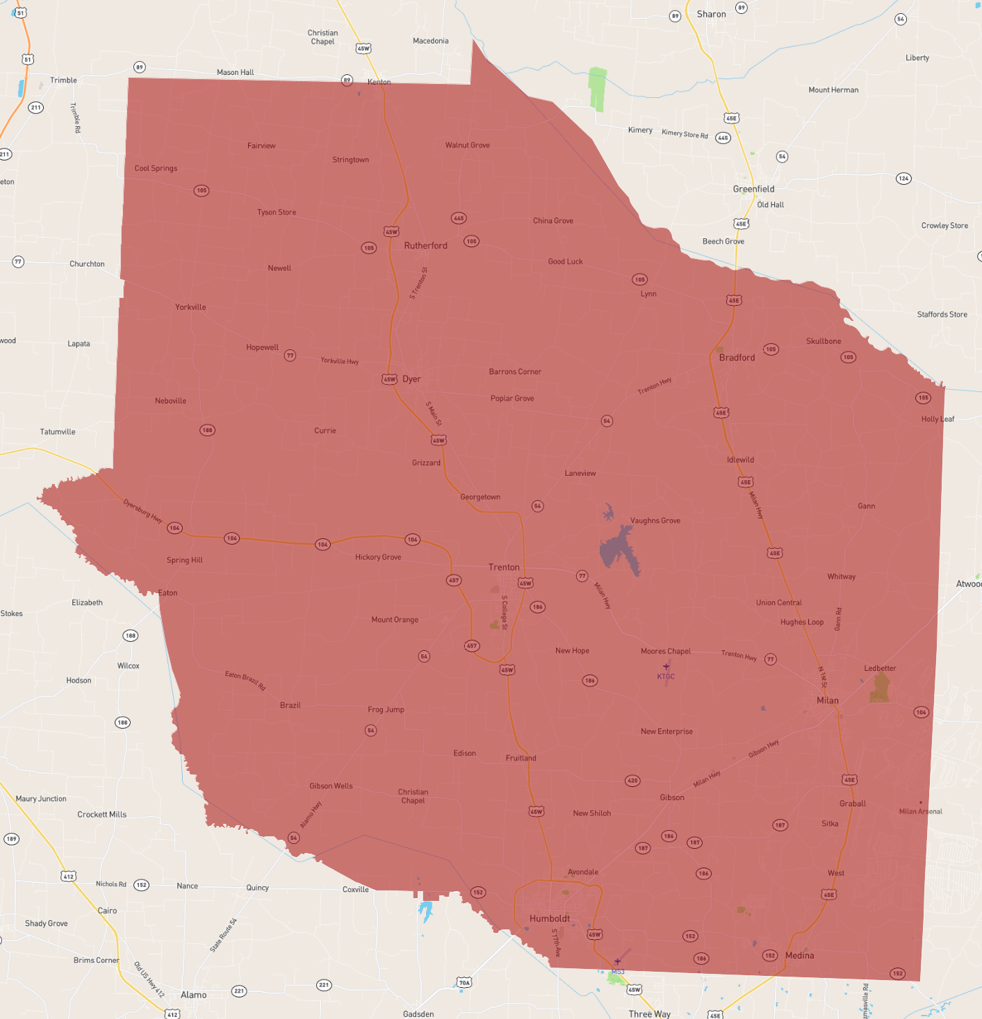 Gibson County Tennessee Digital Zip Code Map vrogue.co