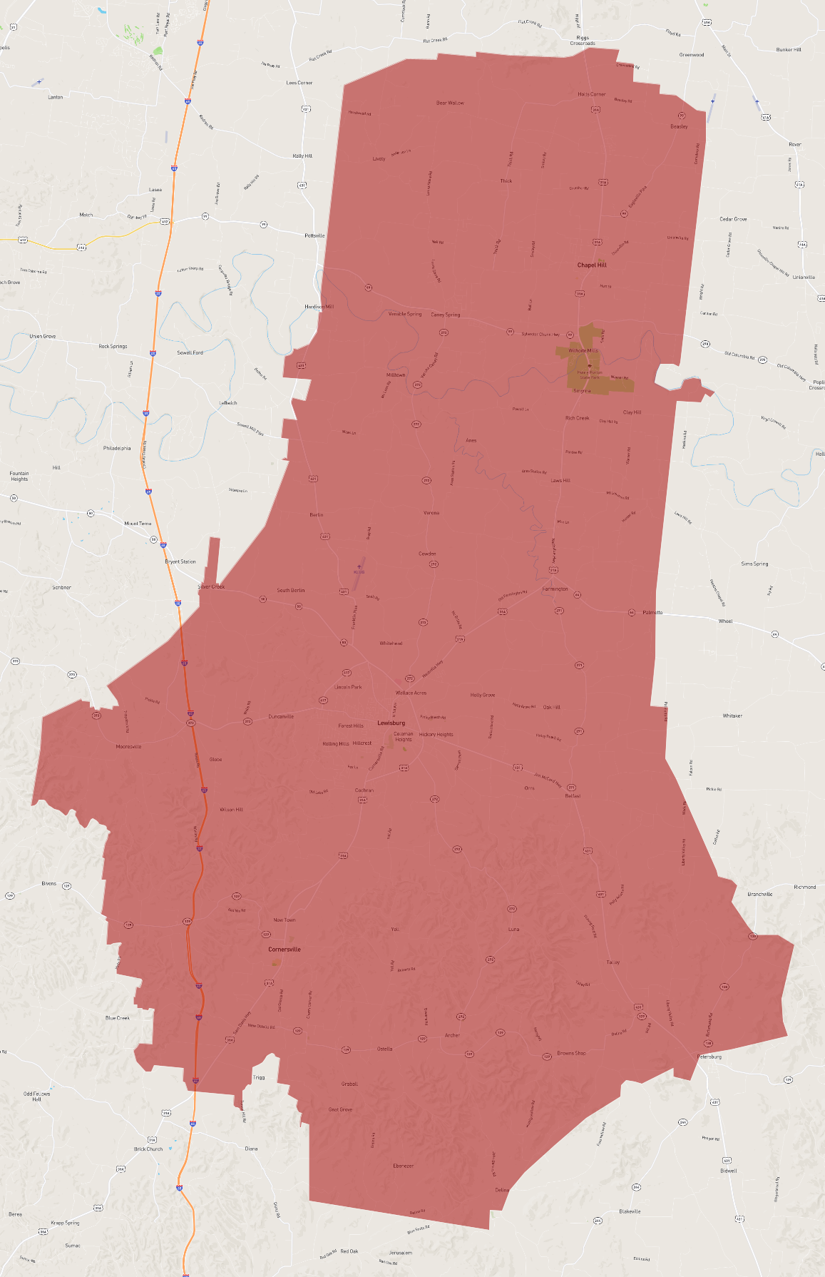 Marshall County Tn Map Tennessee Marshall County - Atlasbig.com