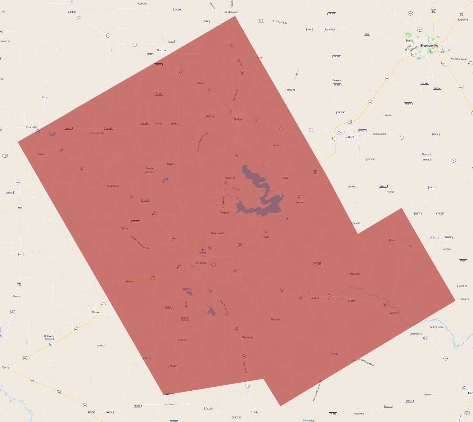 Comanche County Map