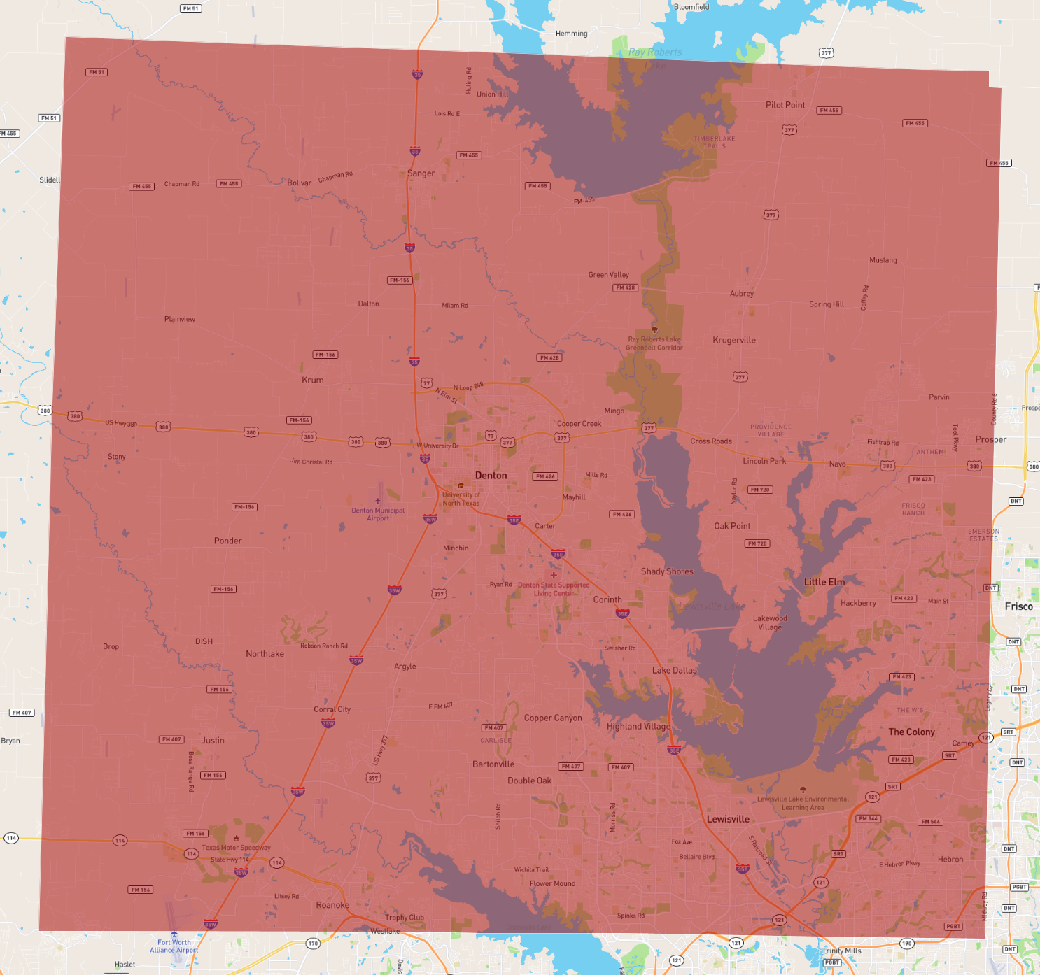 Denton County Map - Texas Denton County