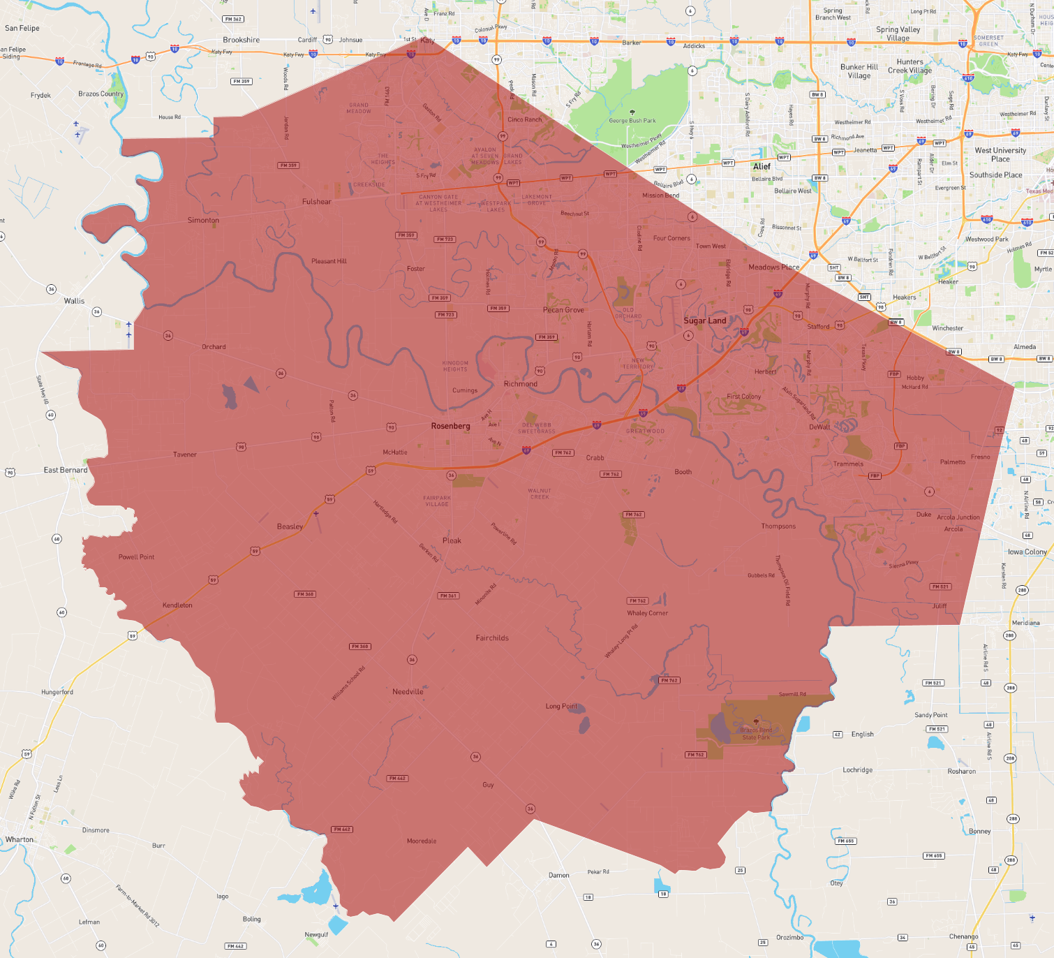 Fort Bend County Zip Code Map