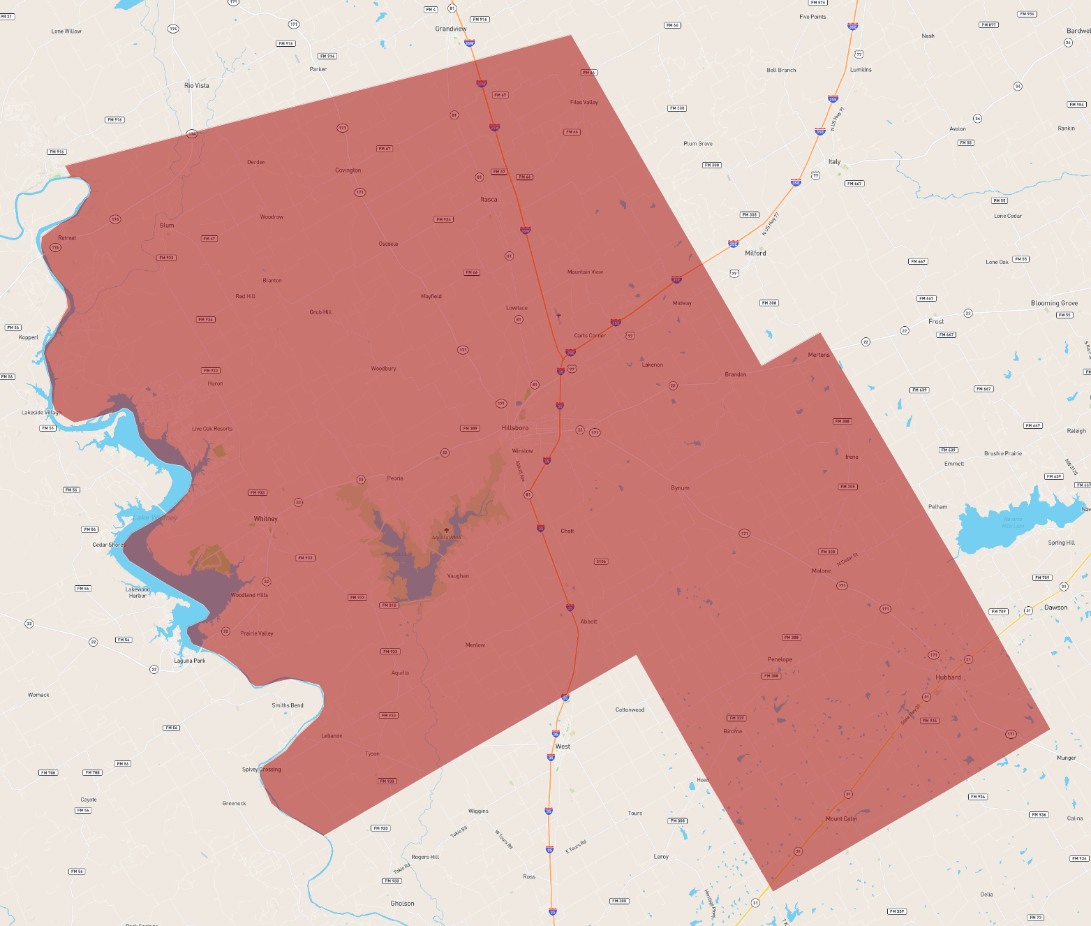 Texas Hill Country County Map