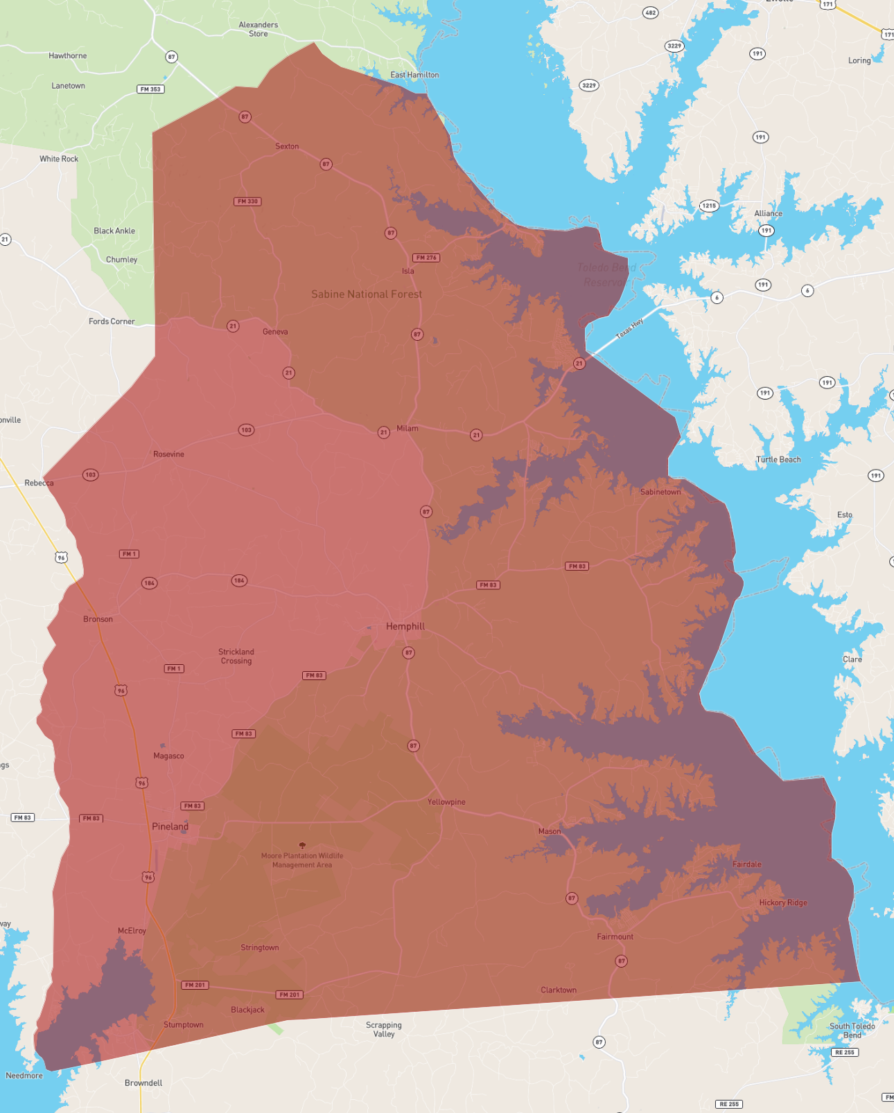 Sabine County Map Texas Images and Photos finder