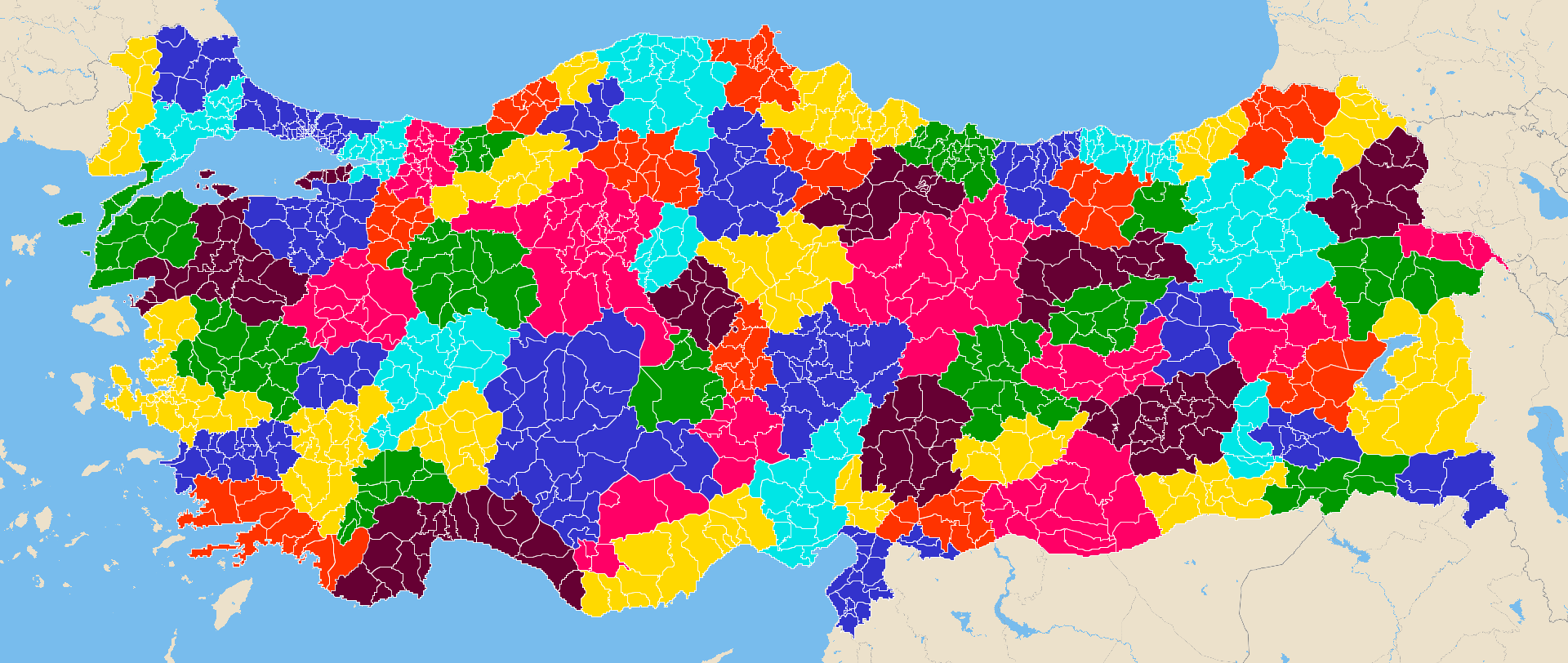 turkiye nin tum ilcelerinin detayli haritasi