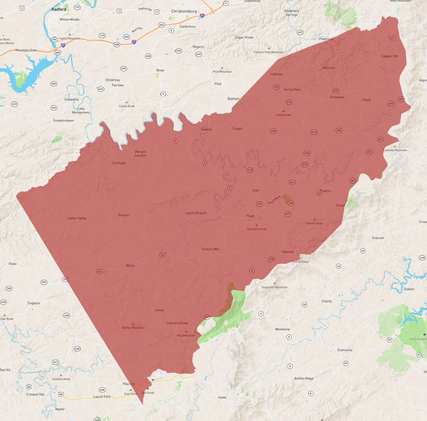 Floyd Virginia Map