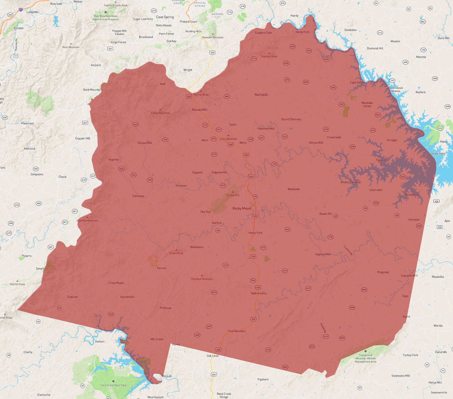 Virginia Franklin County - AtlasBig.com