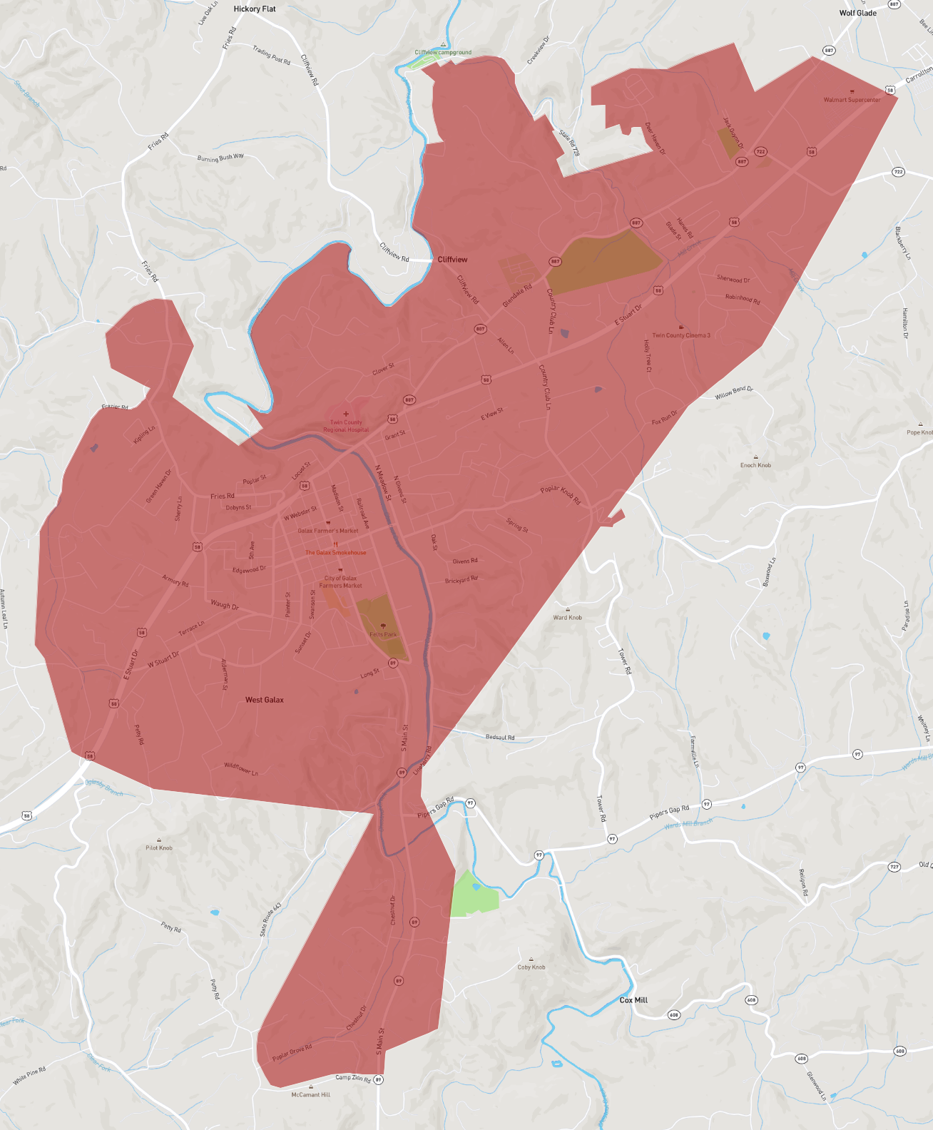 Galax Virginia Map