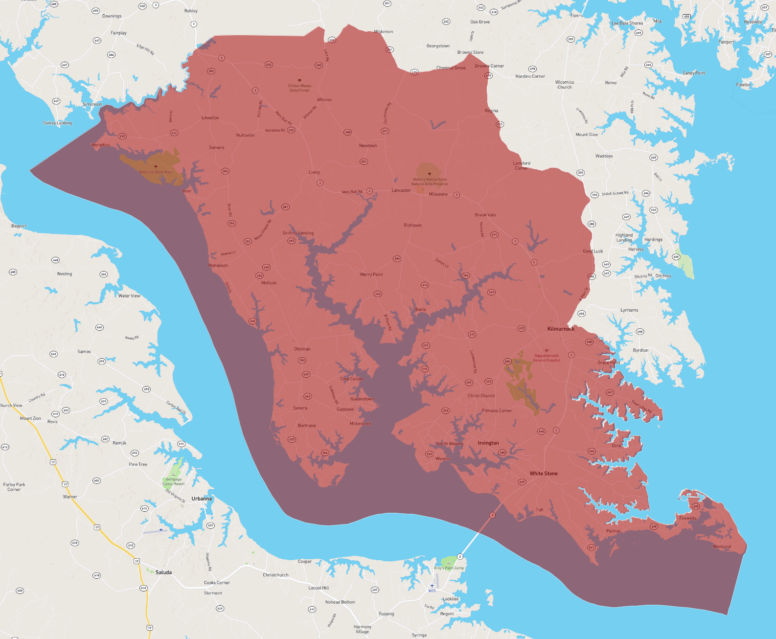 Lancaster Virginia Map