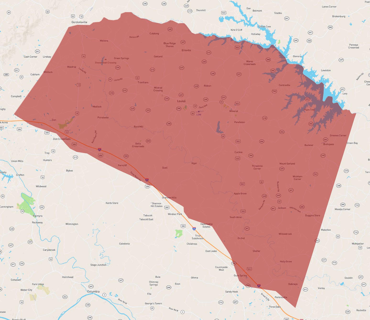 Louisa County Virginia Map