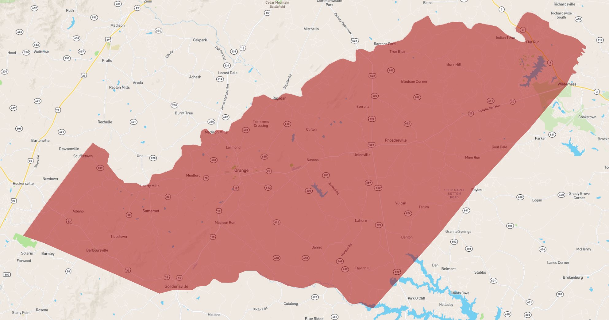 Orange County Virginia Map