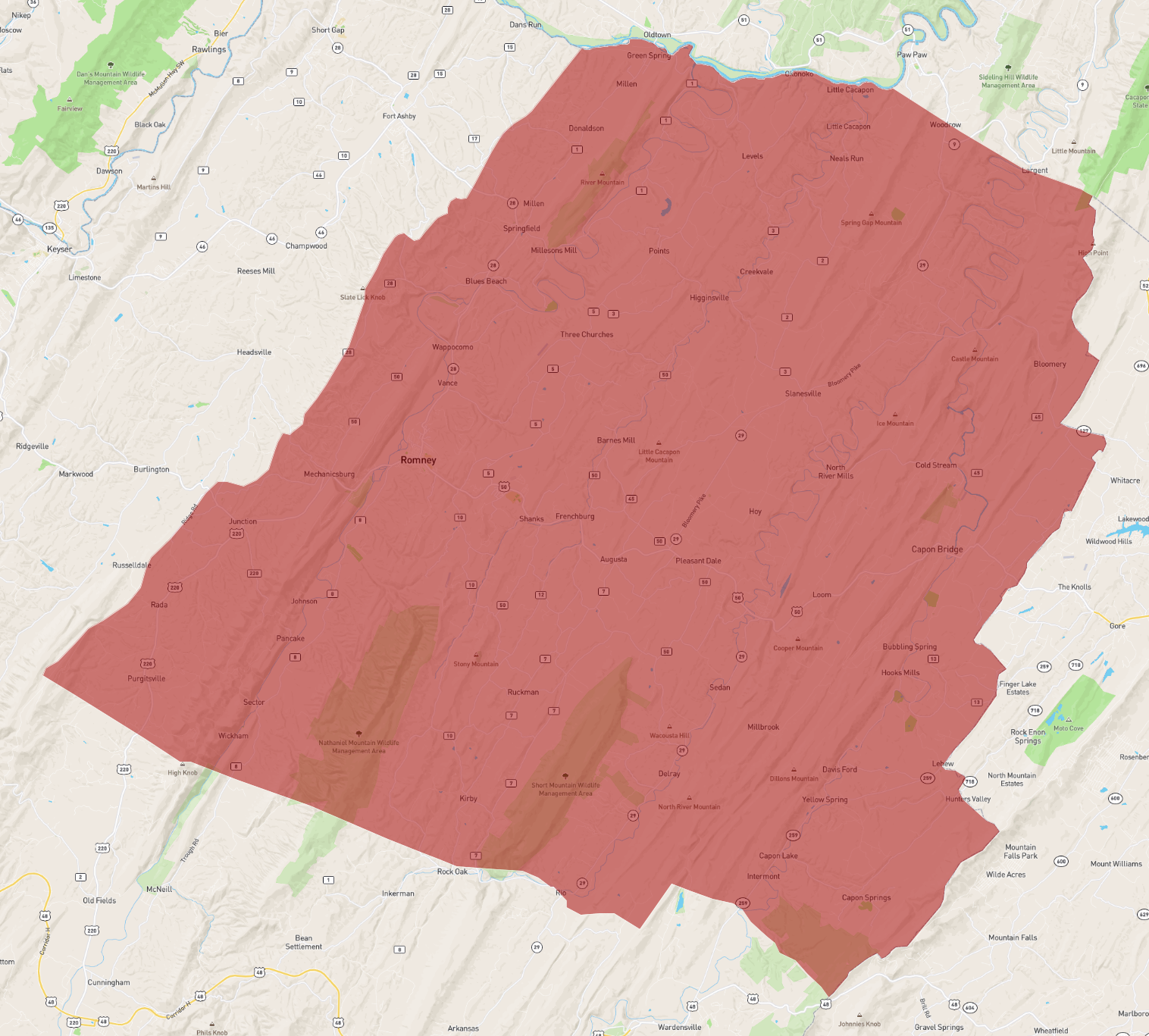 West Virginia Hampshire County