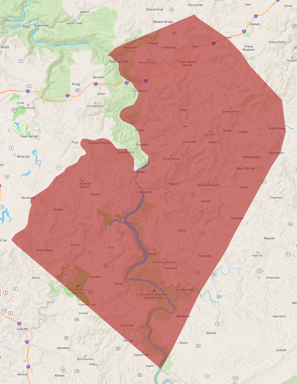 Summers County Wv Map West Virginia Summers County - Atlasbig.com