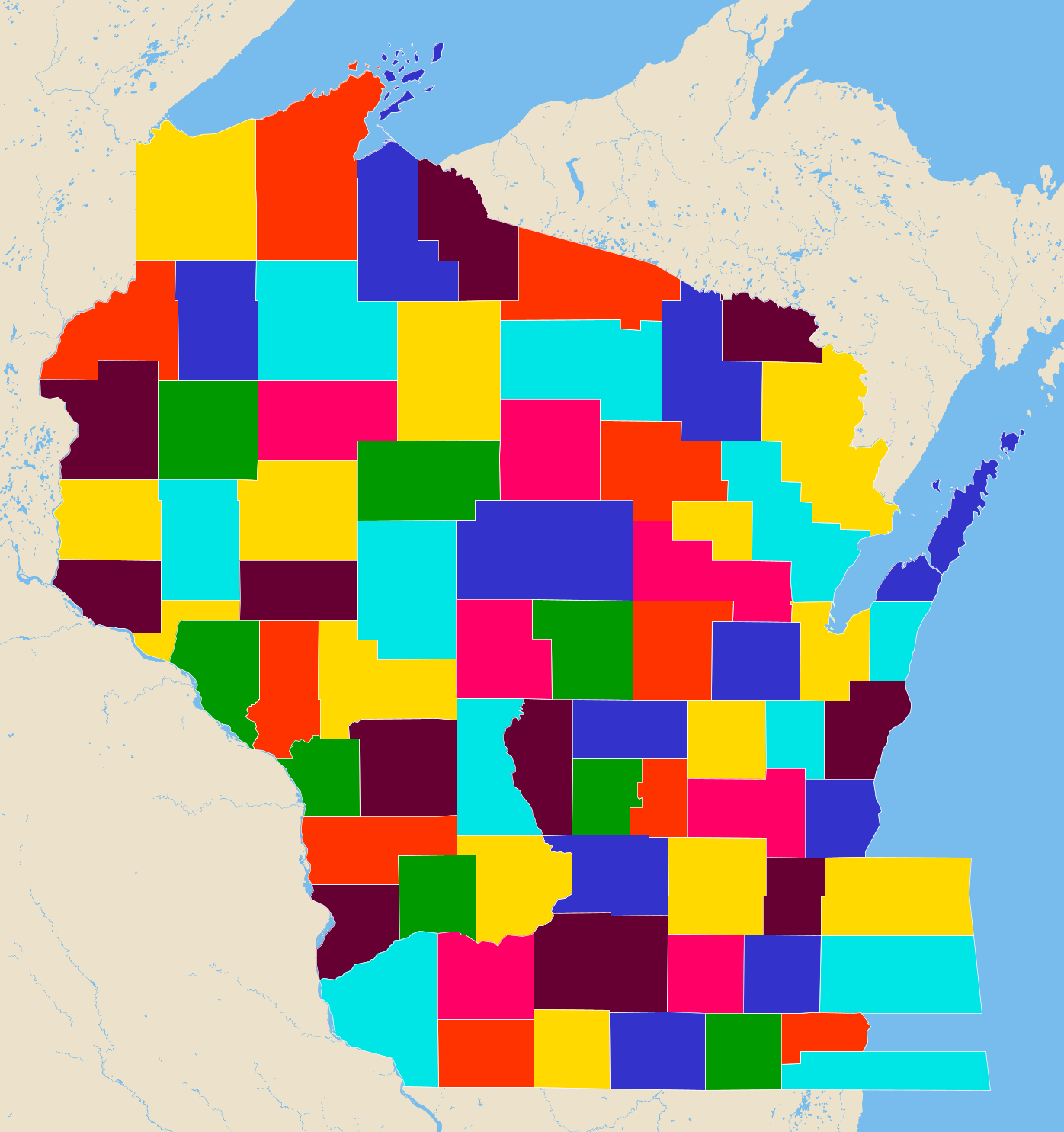 Wisconsin County Map With Names