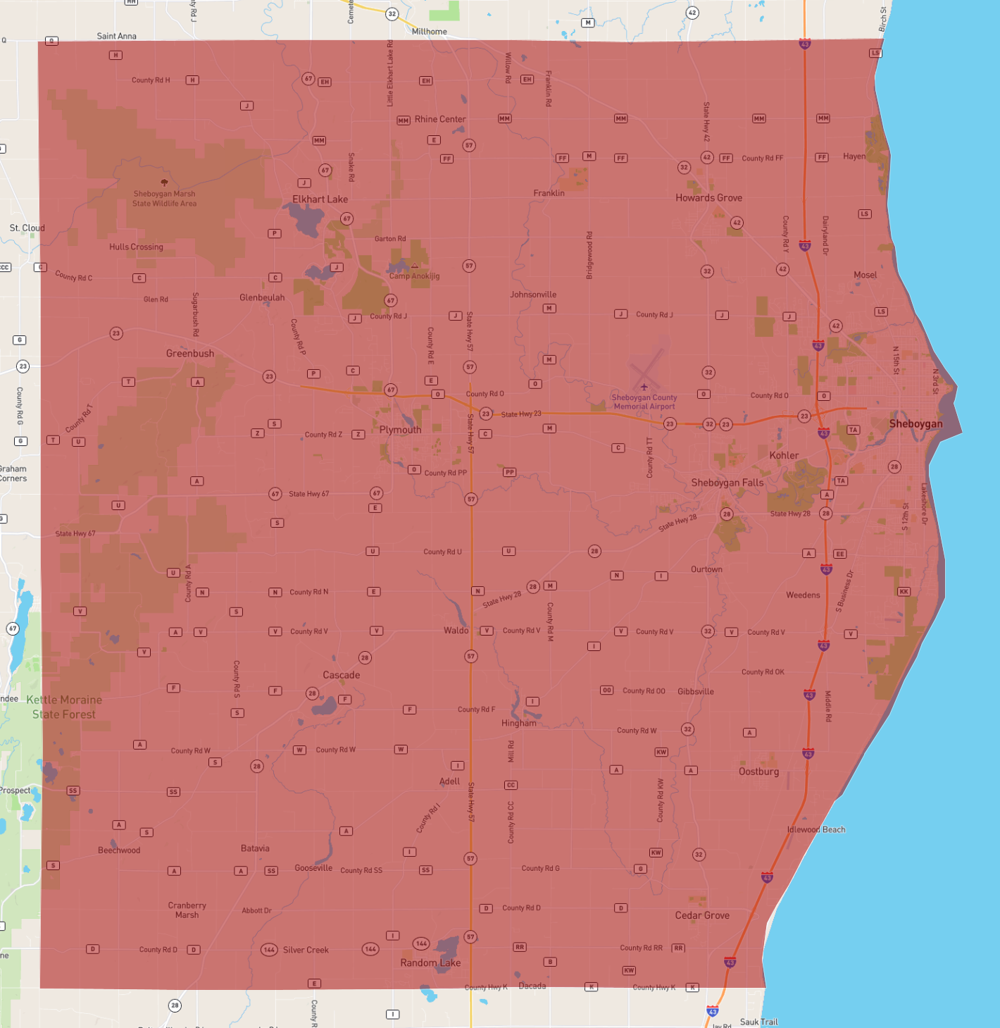 Sheboygan County Map