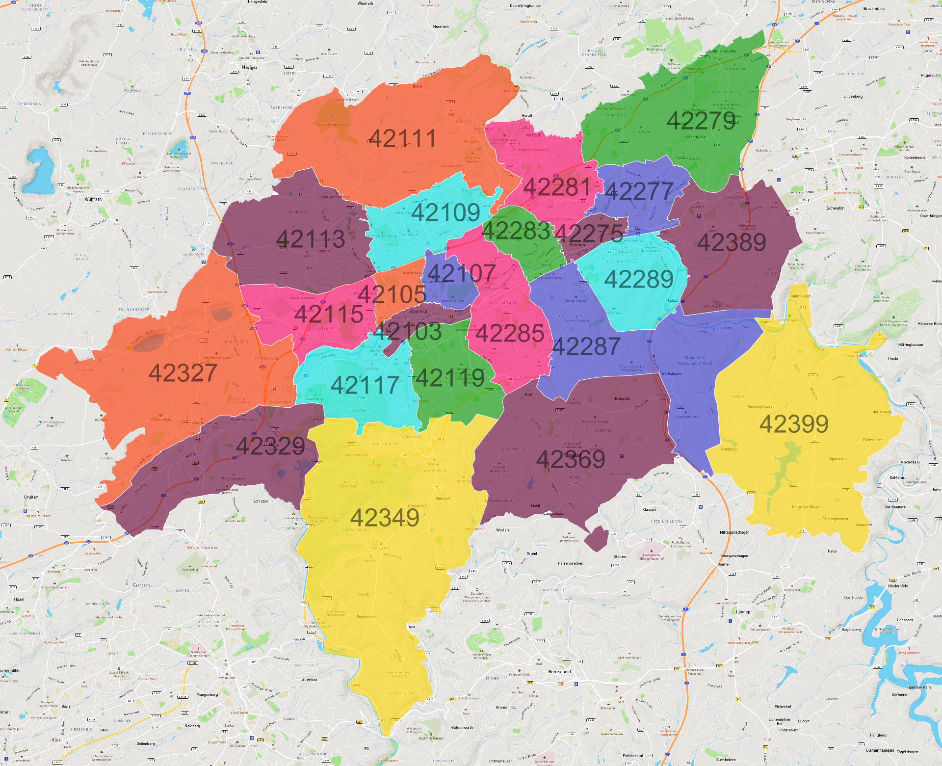 Karte Wuppertal Landkarte